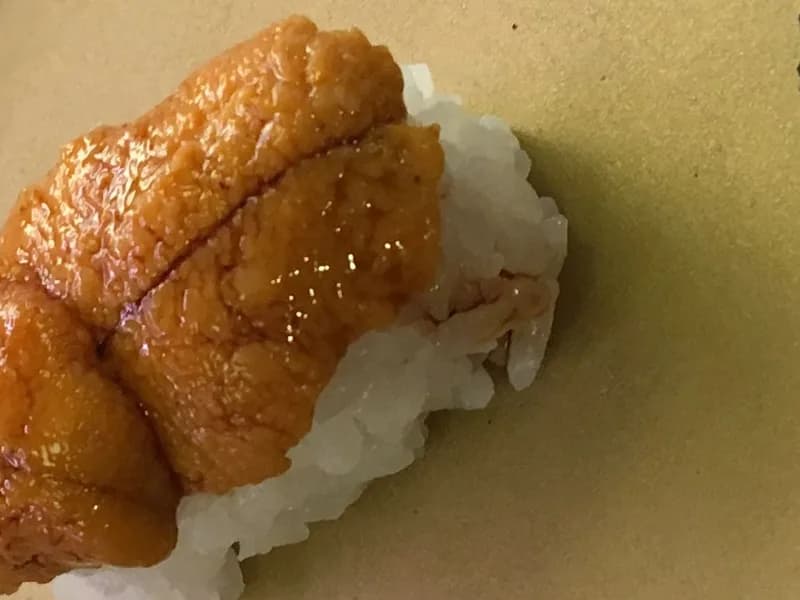 접시에 올라간 우니 사진